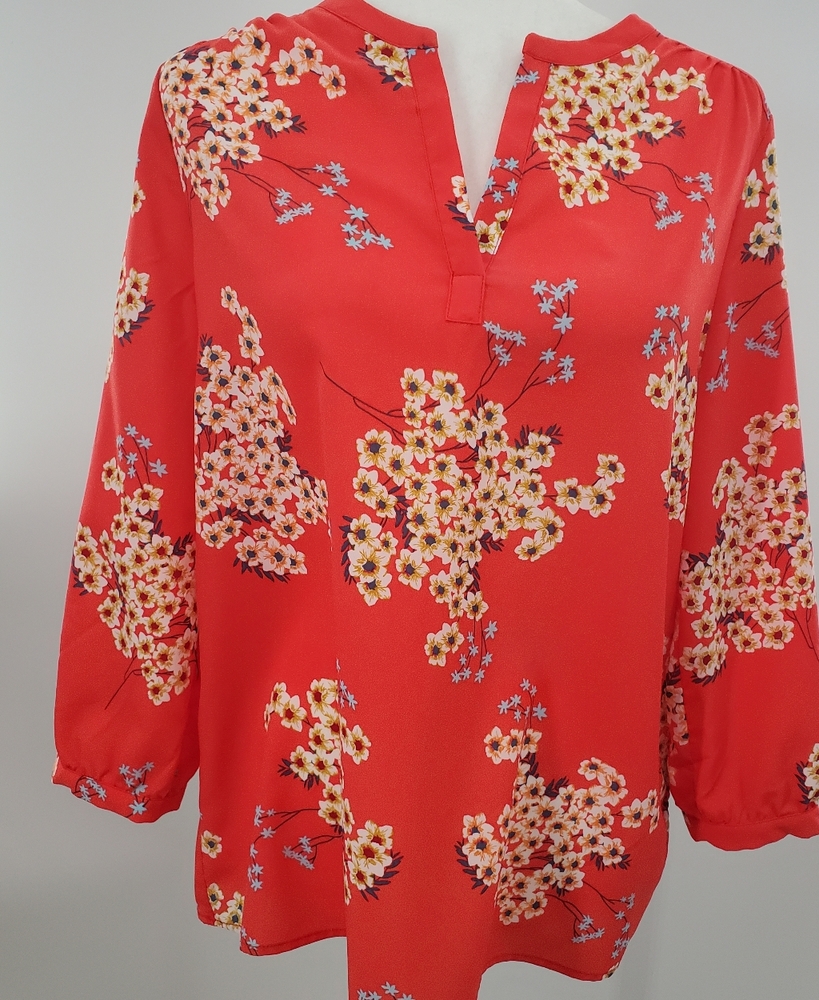 Elaine Rose Blouse Bright Floral Blouse
